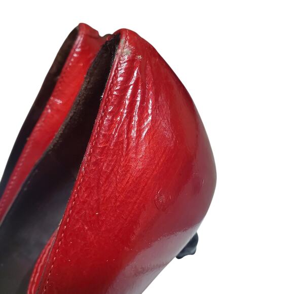 Celine Vampy Pumps Goth Pin-Up Red Patent Leather Black Carved Heel - 36.5 IT - Picture 7 of 11
